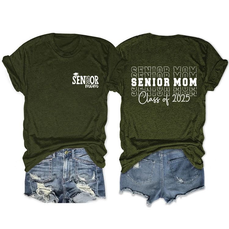 Summer Women Casual 2025 Letter Double-Sided Print Round Neck Short-Sleeved T-Shirt