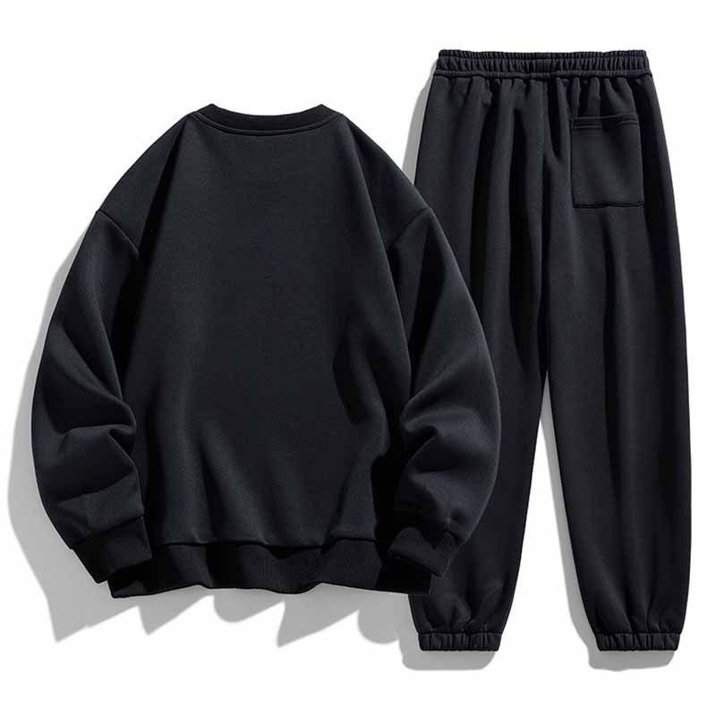 Men Spring Autumn Fashion Casual Solid Color Plus Size Long Sleeve Sweatshirts Pants Set
