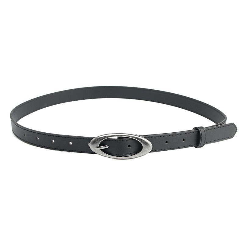 Women Simple Creative Oval Alloy Buckle Belt