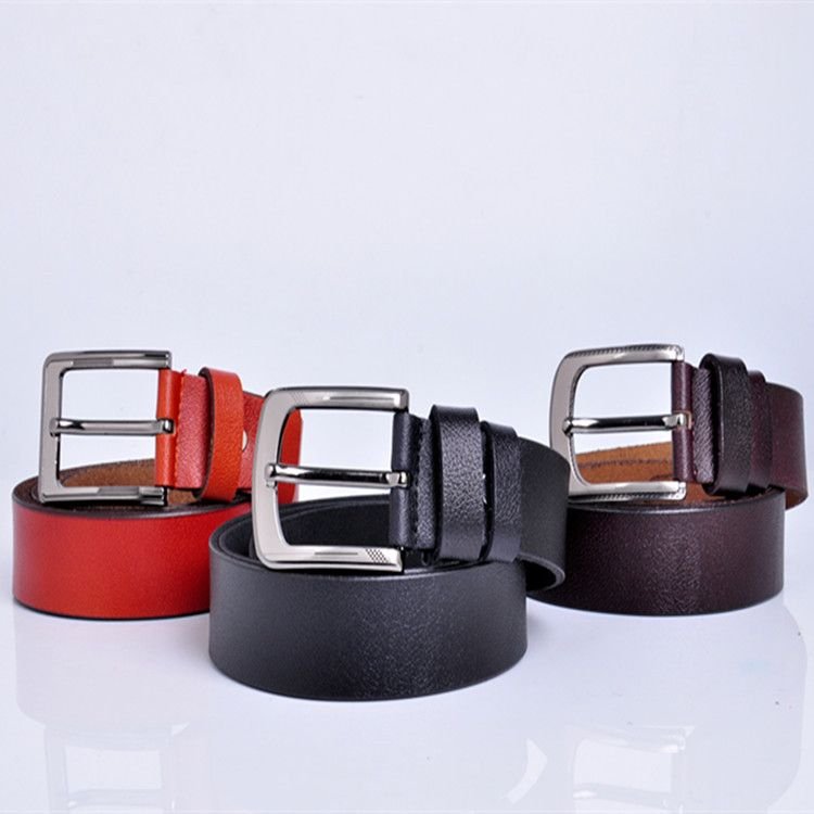 Men Fashion Alloy Pin Buckle Leather Belt