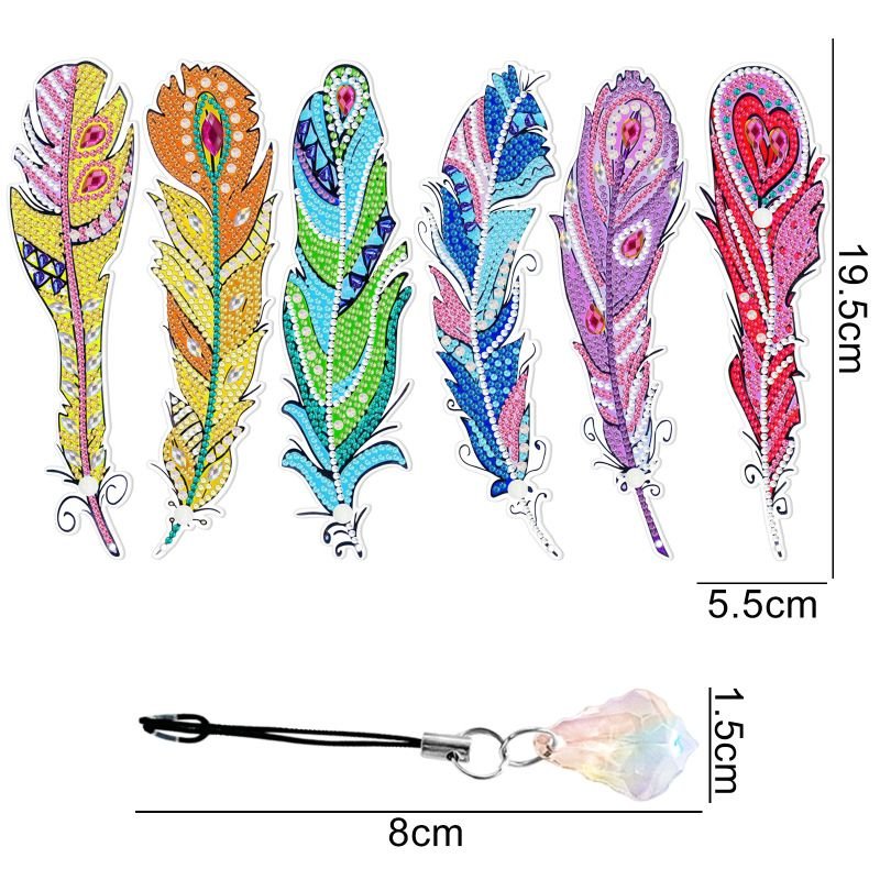 Diamond Painting Feather Bookmark Crystal Pendant Handmade Pendant Set