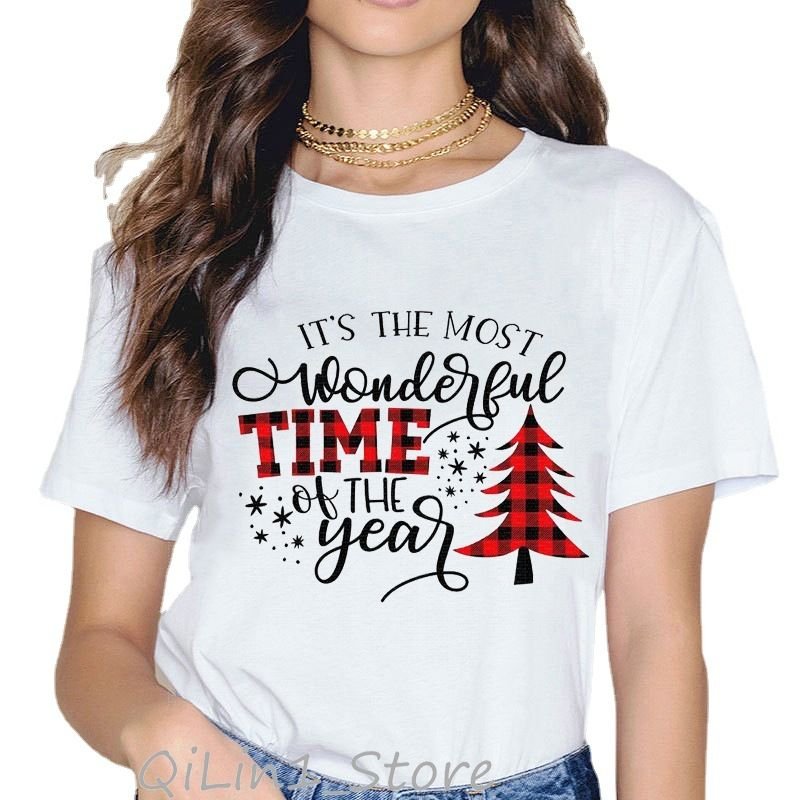 Merry Christmas Basic Women Short Sleeve Fashion Top T-Shirt