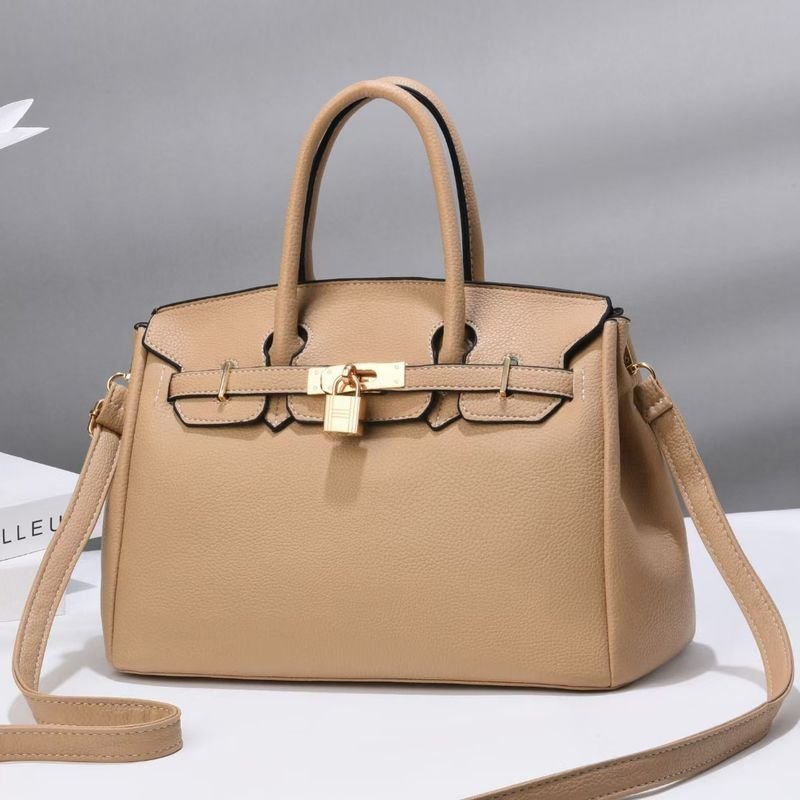 Women Fashion Bright Leather Crocodile-Print Large-Capacity Handle Shoulder Bag