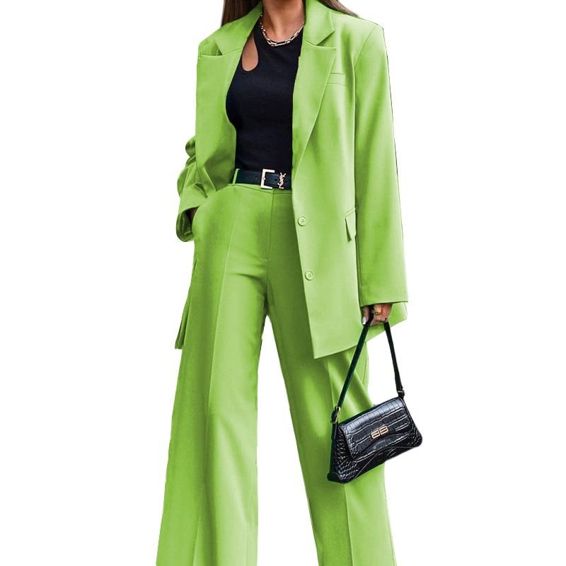 Autumn And Winter Office Chic Women Solid Color Long Sleeve Blazer Suit Pants Two-Piece Set