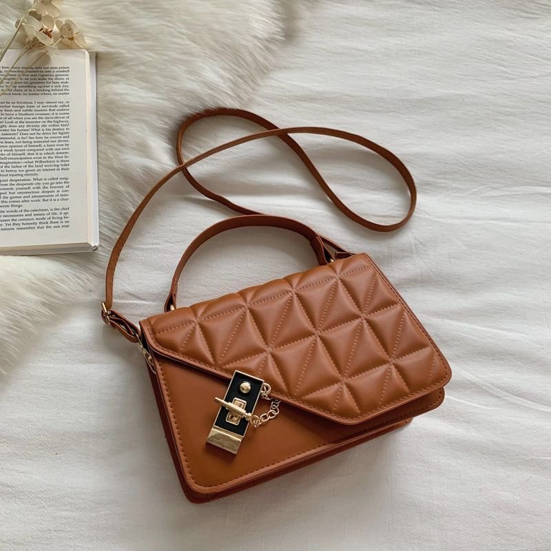 Women Rhombus Lattice Solid Color Crossbody Bag