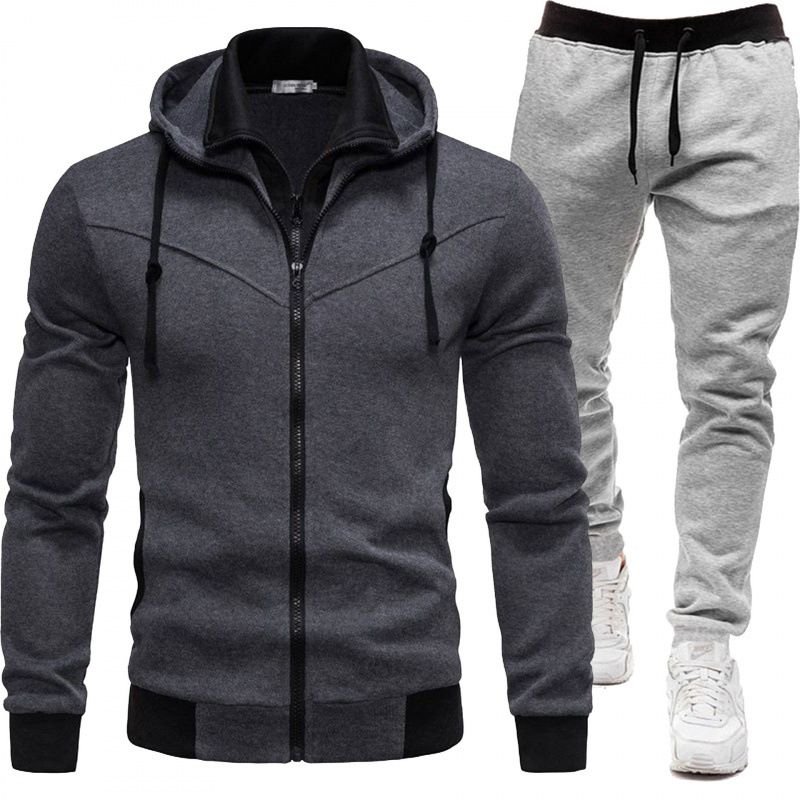 Men Spring Autumn Fashion Casual Sports Long Sleeve Hoodies Jogger Pants Sets