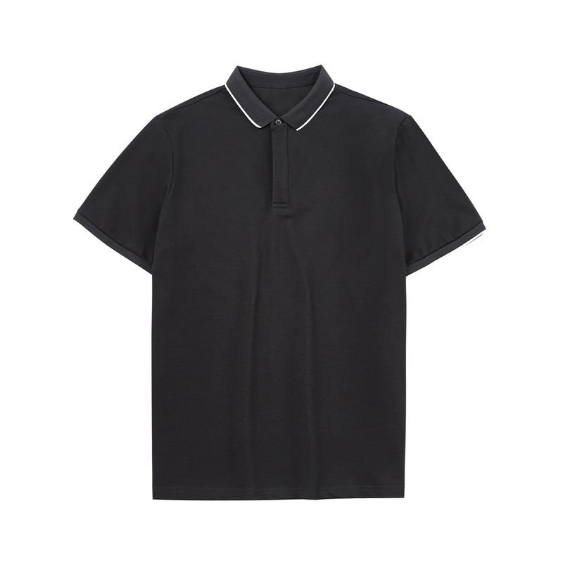 Men Simple Short-Sleeved Summer Stripe Contrast Lapel Polo Shirt Custom