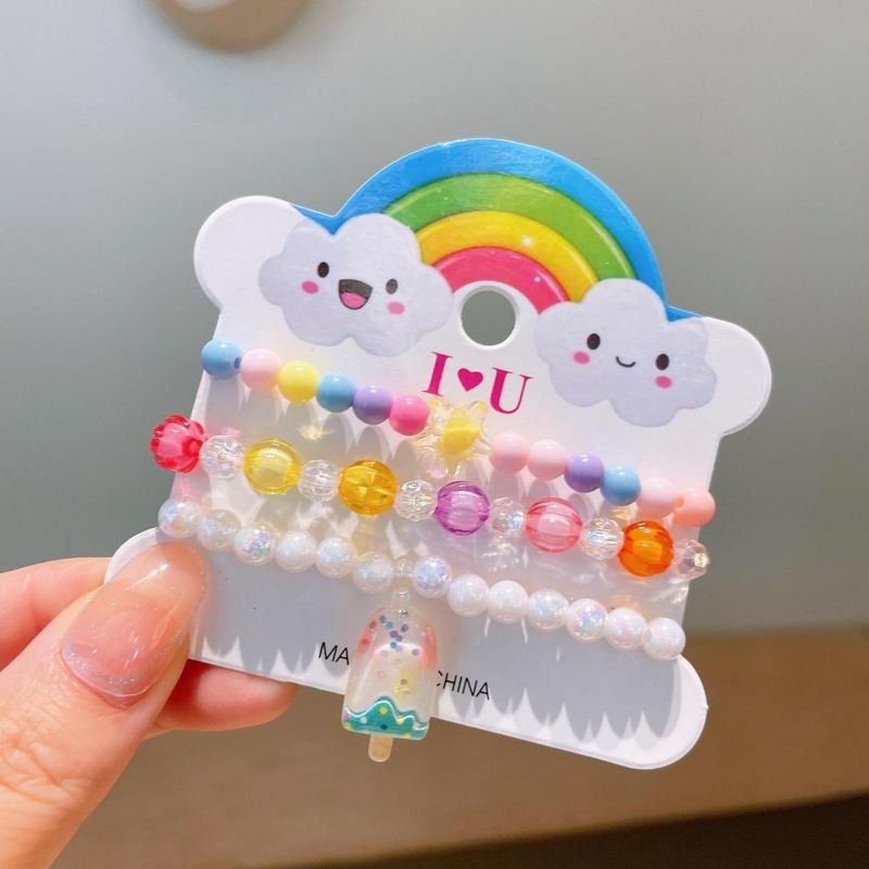 Kids Girls Cute Sweet Cartoon Acrylic Bracelet Set