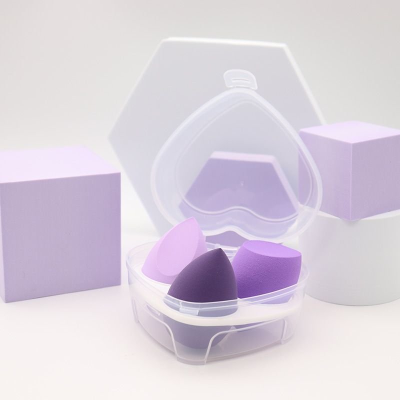 3Pcs/Set Water Drops Slanted Shape Non-Latex Puffs With Heart Pattern Box