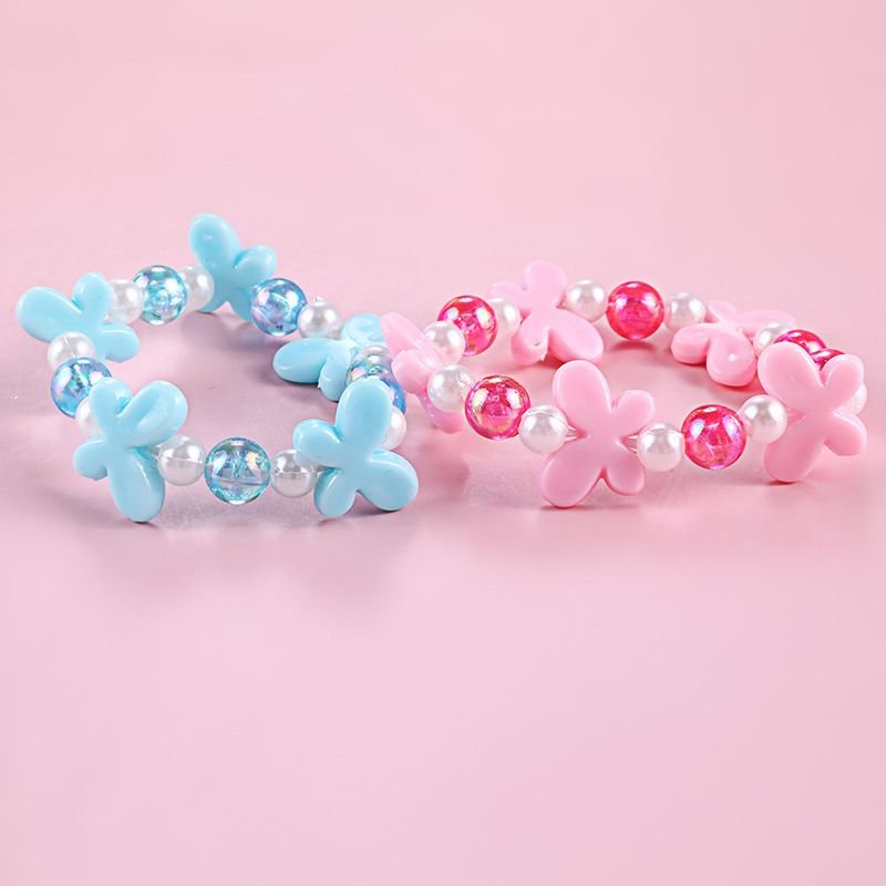 Kids Flower Butterfly Acrylic Princess Series Pink Bracelet Jewelry