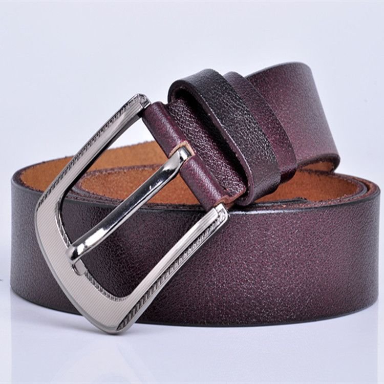 Men Fashion Alloy Pin Buckle Leather Belt