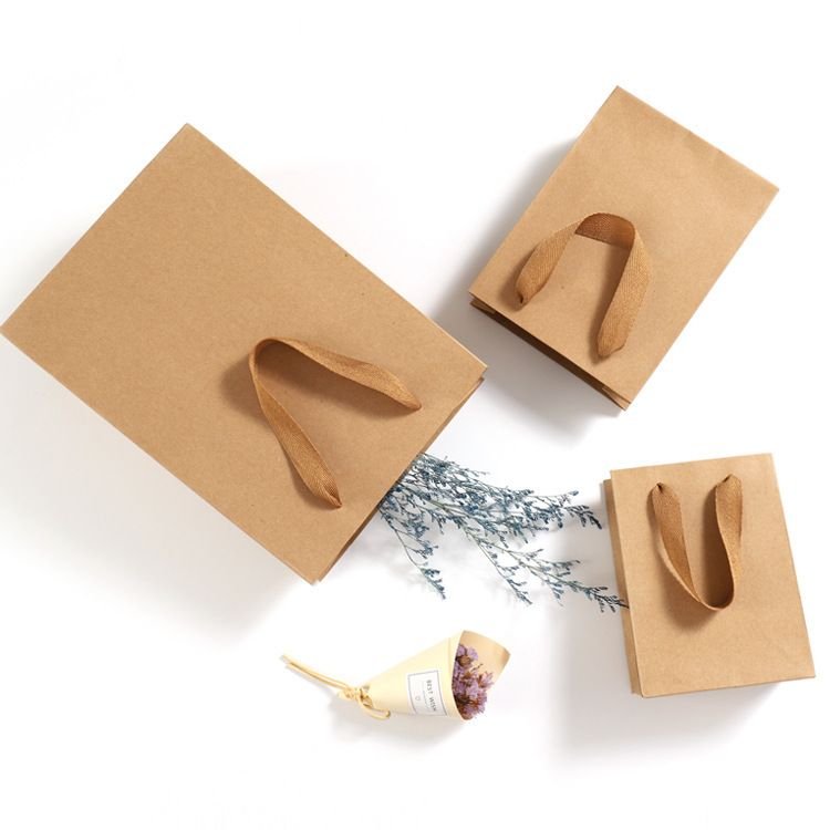 Simple Solid Color Paper Bag Portable Packaging Bag
