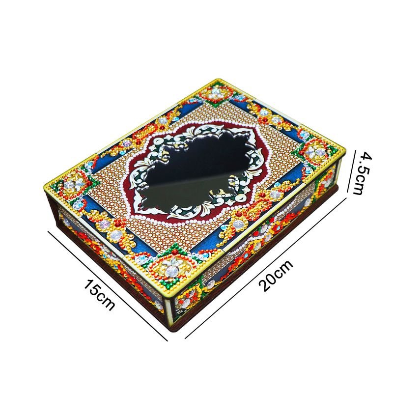 Handmade DIY Diamond Painting Crystal Diamond Mandala Pattern Storage Box With Mirror