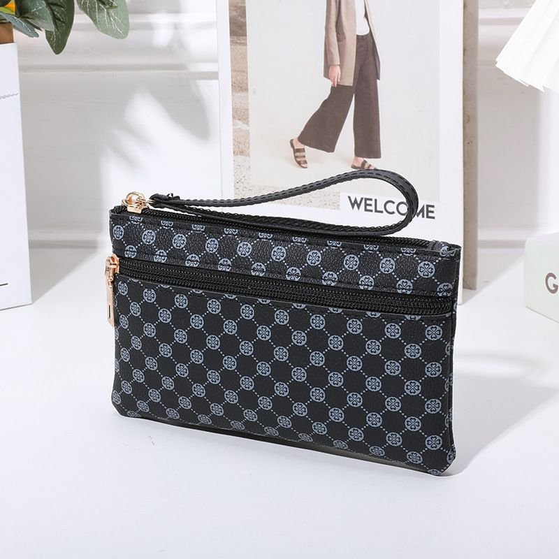 Women Fashion Old Flower Zipper Long Purses