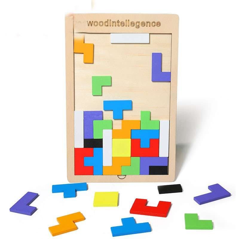 Child Wooden Tetris Puzzle Toy