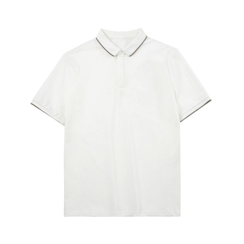 Men Simple Short-Sleeved Summer Stripe Contrast Lapel Polo Shirt Custom