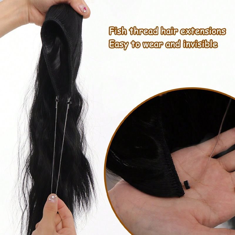 Women Gradient Color Hairpiece Curly Hair Extension Wig