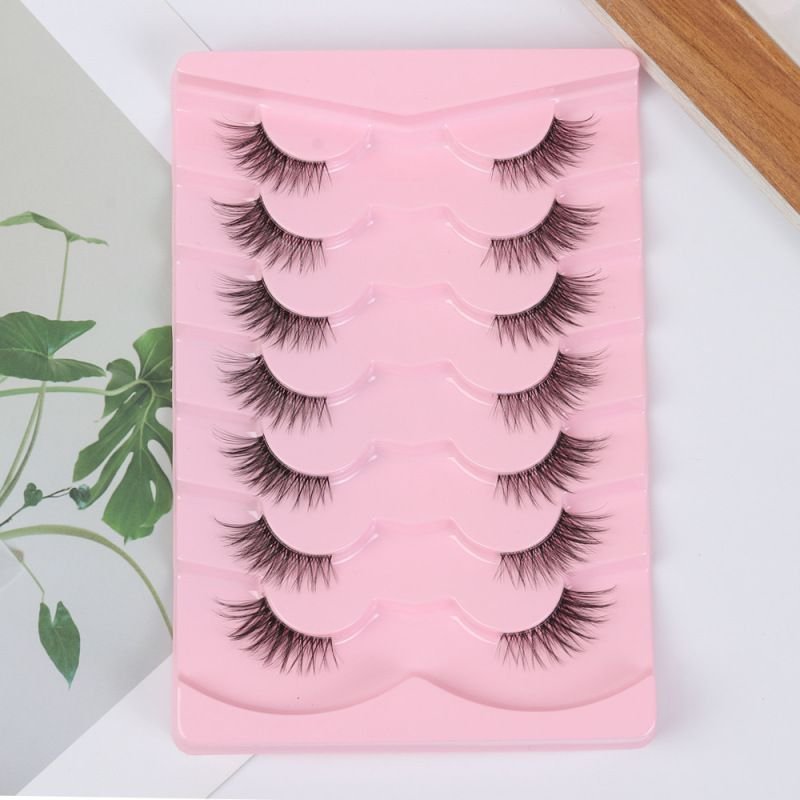 Women Natural Cat Eye Transparent Stem Eye Tail Elongated One-Piece False Eyelashes
