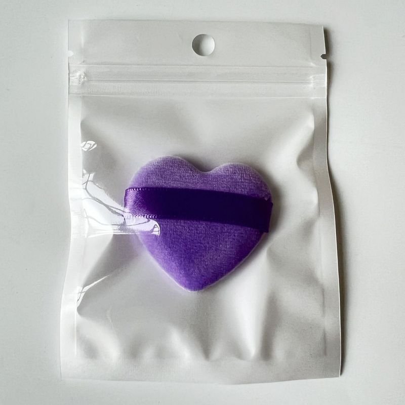 Fashion Women Simple Portable Heart-Shaped Set Makeup Black Velvet Puff