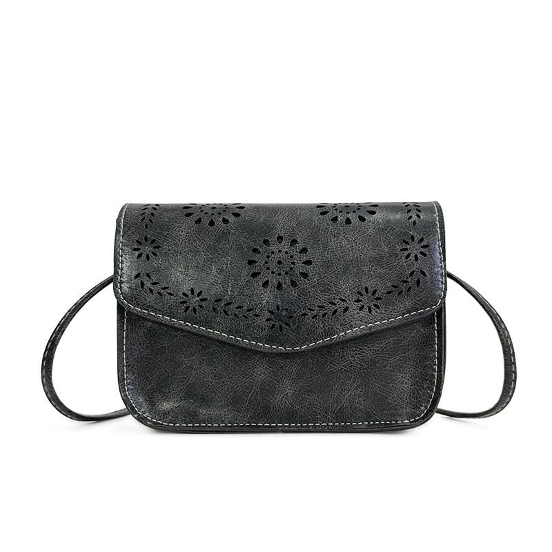 Women Fashion Solid Color Pattern Hollow Square Flap Cross Body Bag