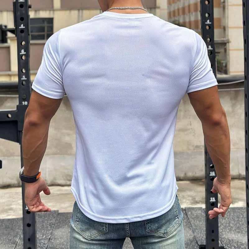 Men Casual Basic Sport Alphabet Print Short Sleeve Round Neck T-Shirt