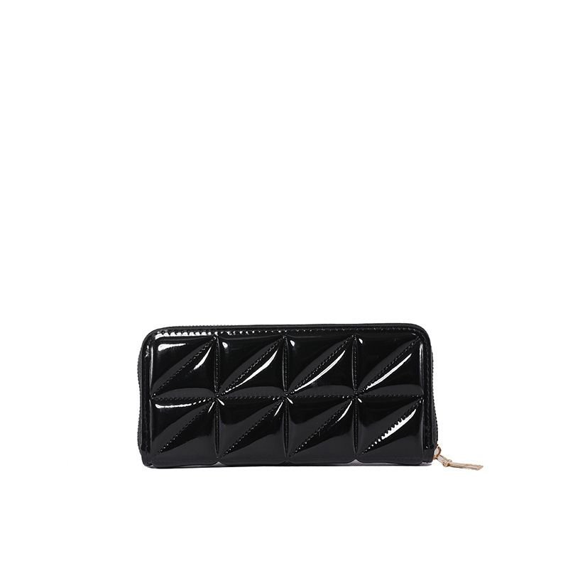 Women Fashion Shiny PU Zipper Rectangular Purses