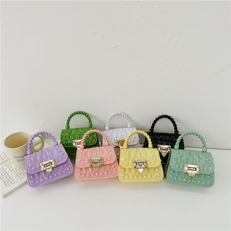 Women Fashion Solid Color Mini Lock Chain Crossbody Bag