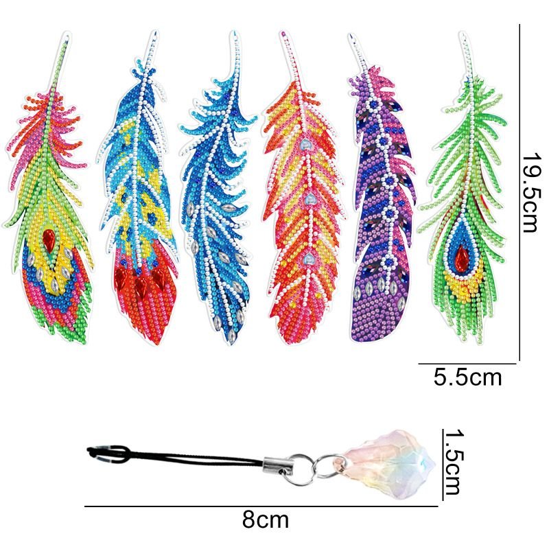 Diamond Painting Feather Bookmark Crystal Pendant Handmade Pendant Set