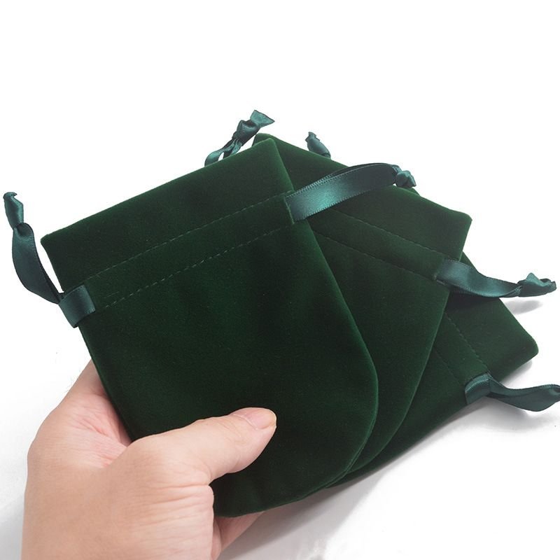 Fashion Solid Color Jewelry Packaging Drawstring Flannelette Bag