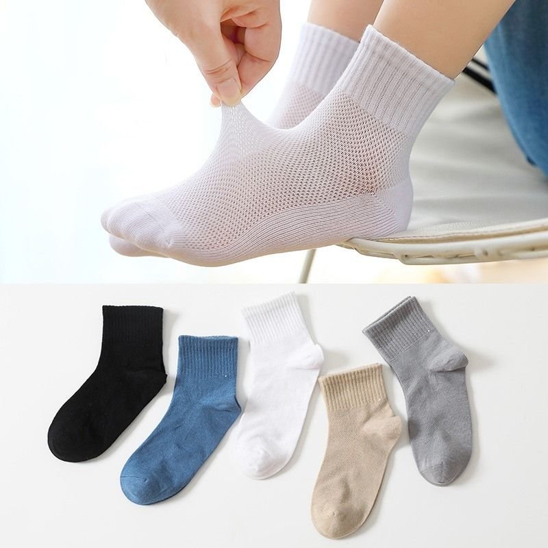 98 Cotton Boys Girls Summer Thin Seamless Breathable Sweat Absorbing Solid Color Custom Quarter Socks