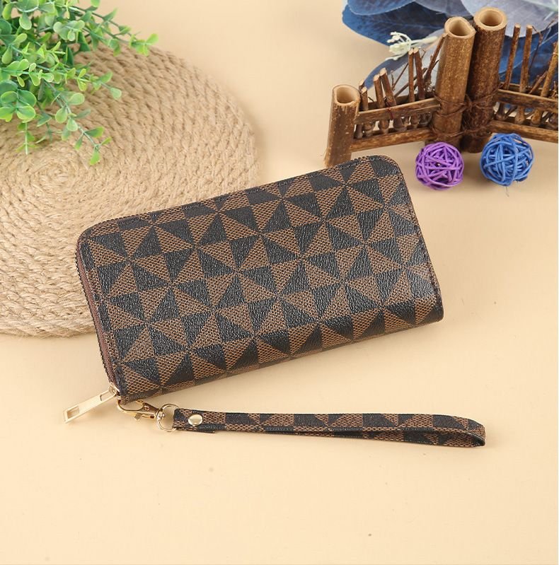 Women Fashion Geometric Printing Large Capacity Zipper Multi-Card Purses