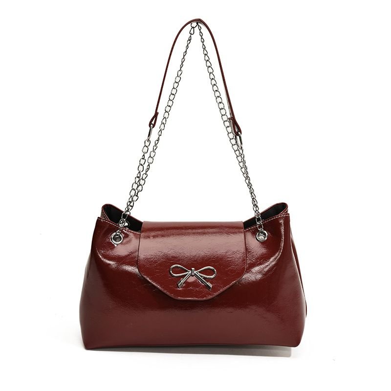 Women Elegant Solid Color Bow Shoulder Bag