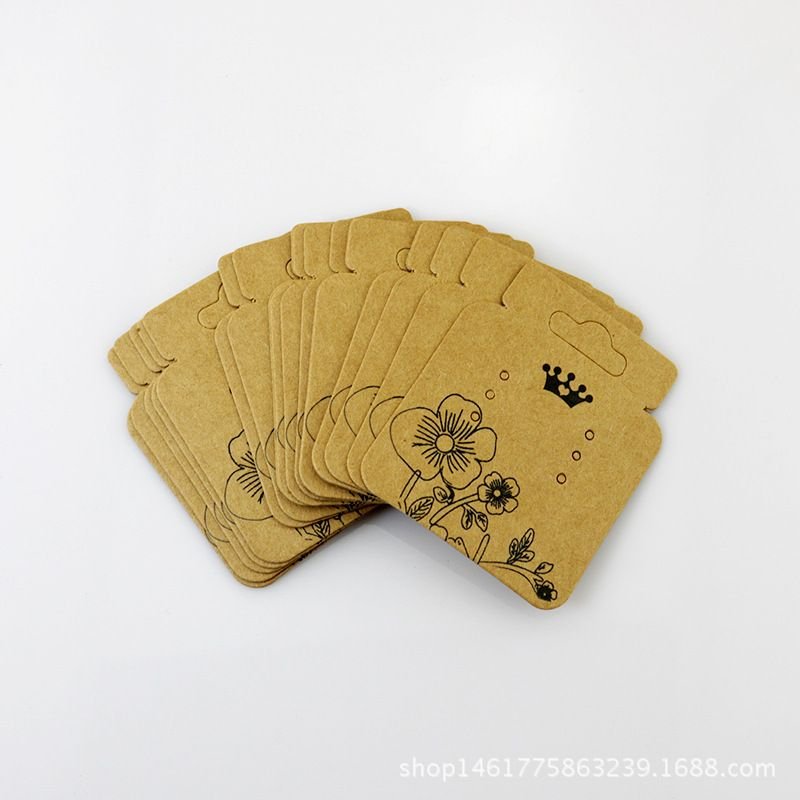 Retro Kraft Paper Printed Earrings Packaging 5.2*4.5cm Jewelry Card