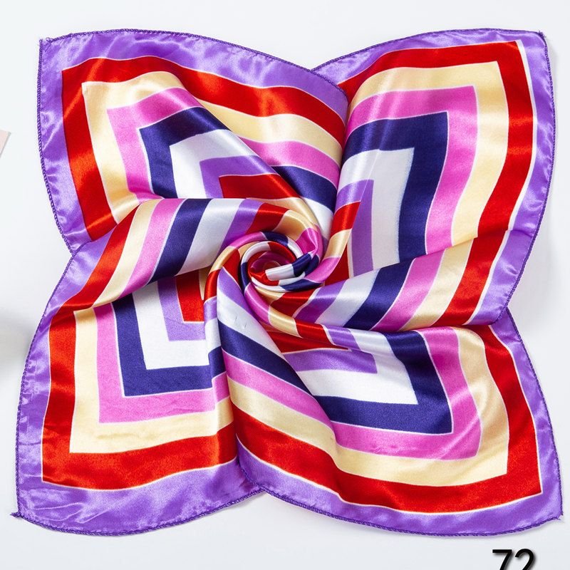 Women Simple Fashion Stripe Printed Square Silk Scarf