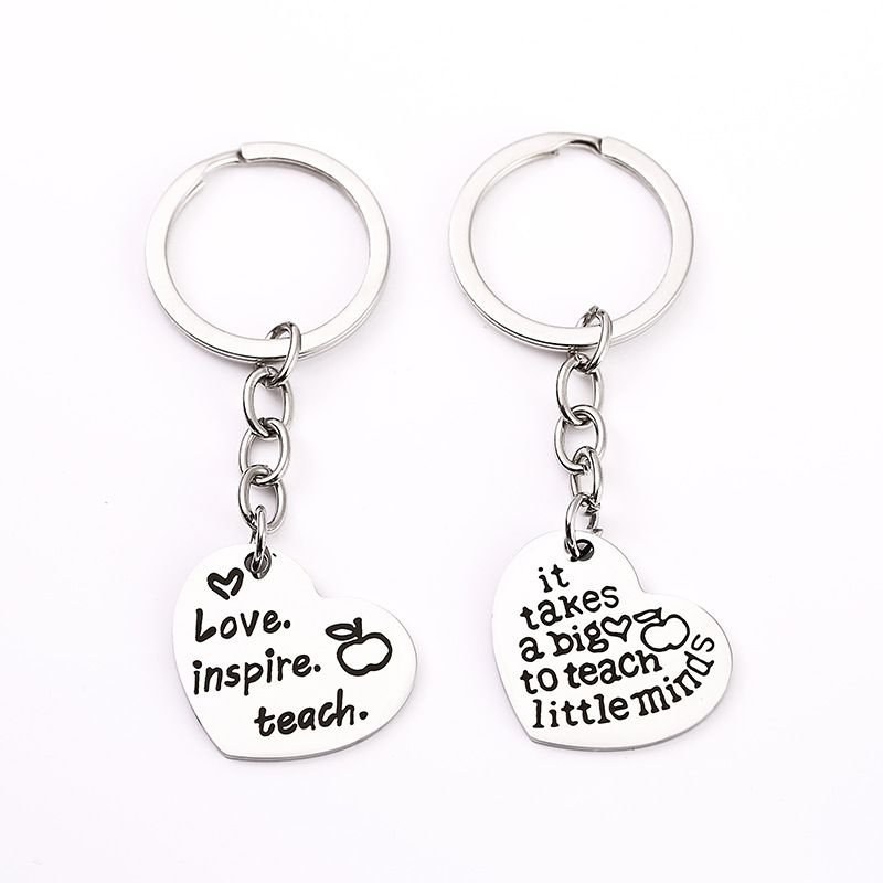 Simple Stainless Steel Heart-Shaped Keychain