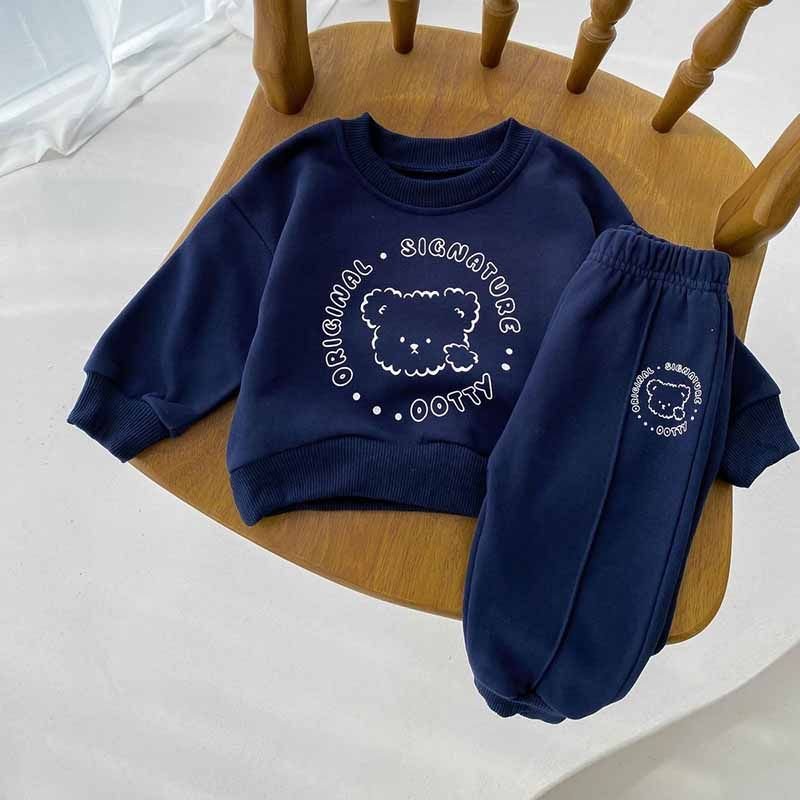 Kids Baby Boys Girls Casual Cute Cartoon Alphabet Print Long Sleeve Sweatshirts Trousers Sets