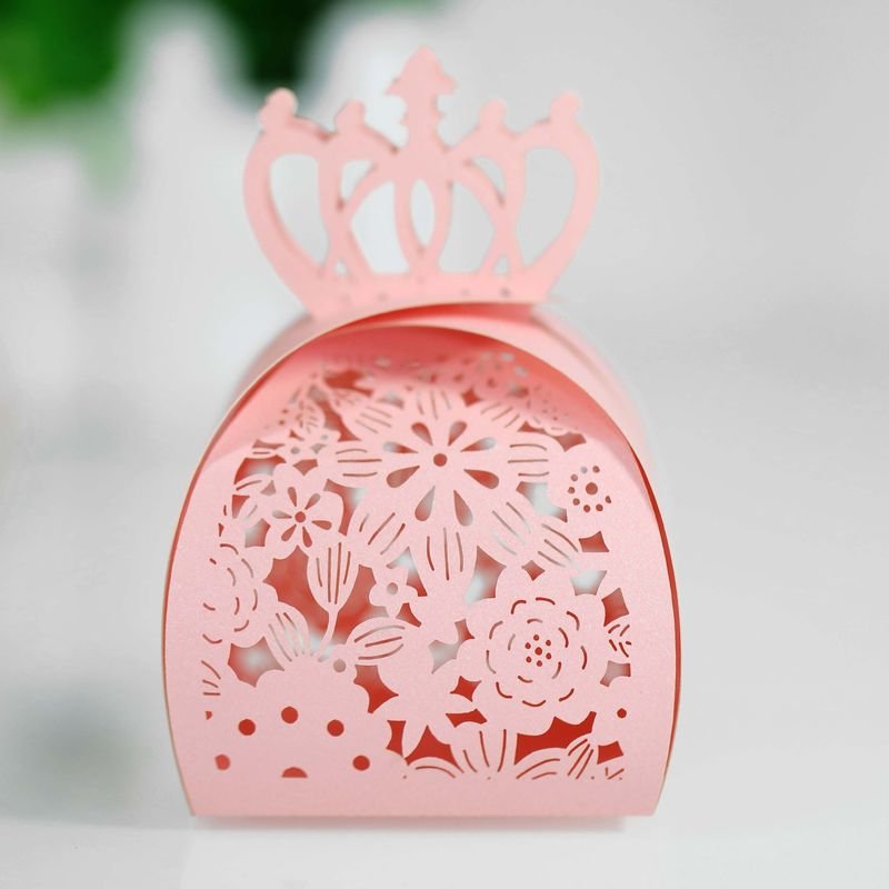 Simple Creative Laser Hollow Floral Crown Wedding Candy Packaging Box