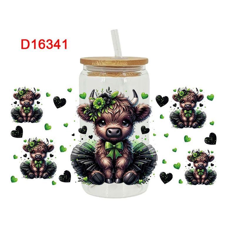 Cartoon Cute Letters Calf UV Transfer Glass Crystal Stickers