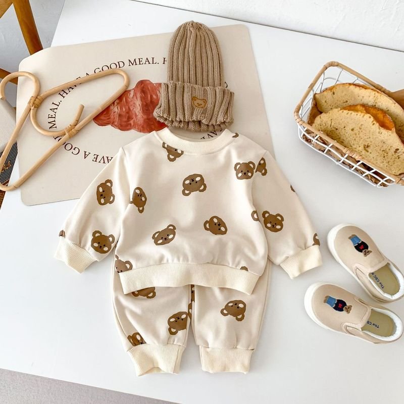 Kids Baby Boys Girls Casual Cute Cartoon Long Sleeve Sweatshirts Trousers Sets