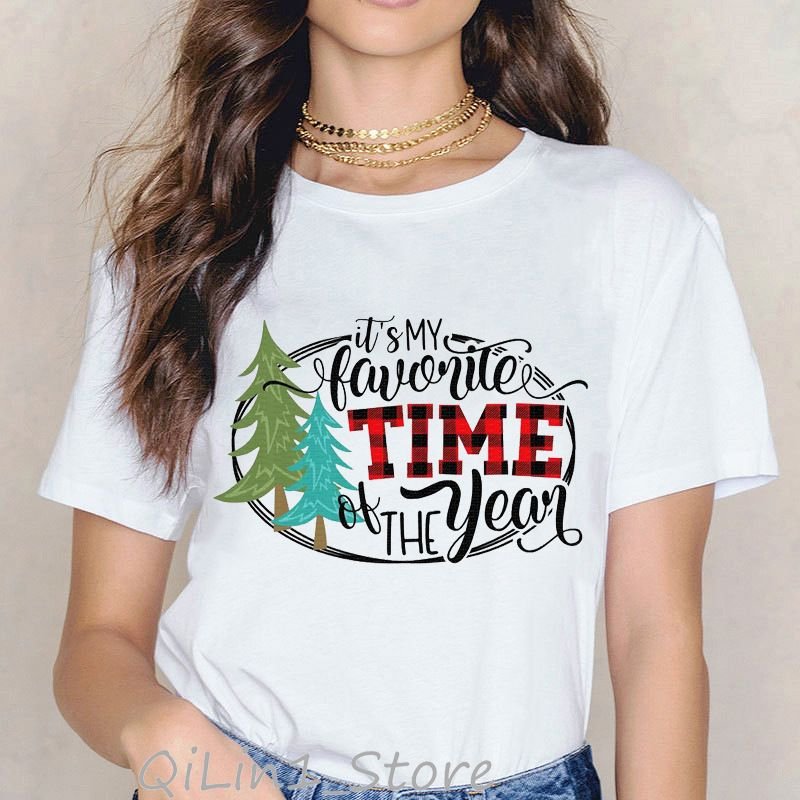 Merry Christmas Basic Women Short Sleeve Fashion Top T-Shirt