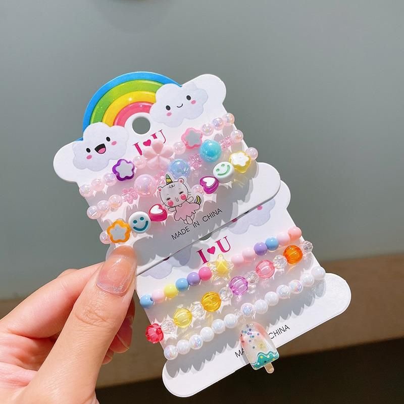 Kids Girls Cute Sweet Cartoon Acrylic Bracelet Set