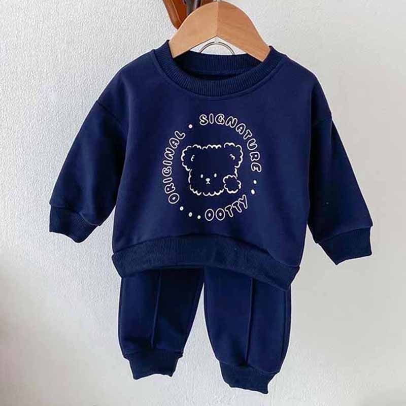 Kids Baby Boys Girls Casual Cute Cartoon Alphabet Print Long Sleeve Sweatshirts Trousers Sets