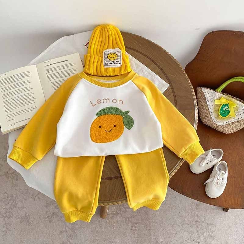 Kids Baby Boys Girls Casual Cute Cartoon Color Matching Long Sleeve Sweatshirts Trousers Sets
