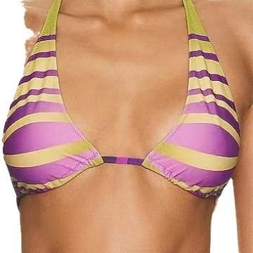 Summer Women Fashion Sexy Stripe Print Halter Neck Bikini Swimsuit Set
