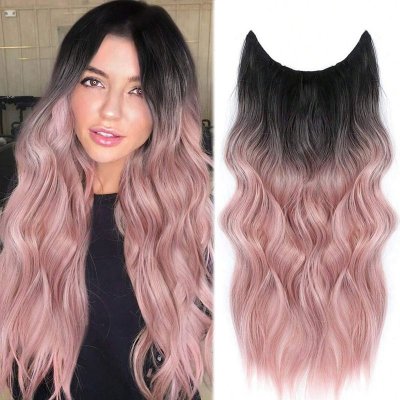 Women Gradient Color Hairpiece Curly Hair Extension Wig