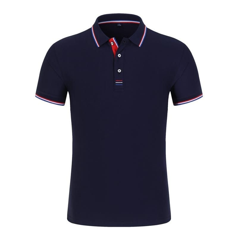 95% Cotton Men Solid Color Short Sleeves Lapel Polo Shirt Custom
