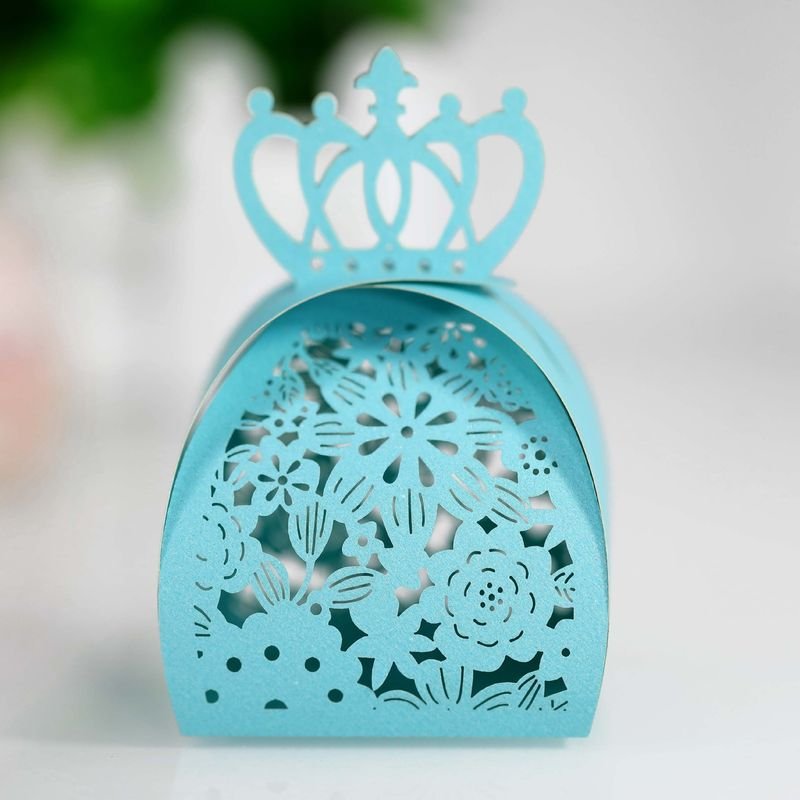 Simple Creative Laser Hollow Floral Crown Wedding Candy Packaging Box