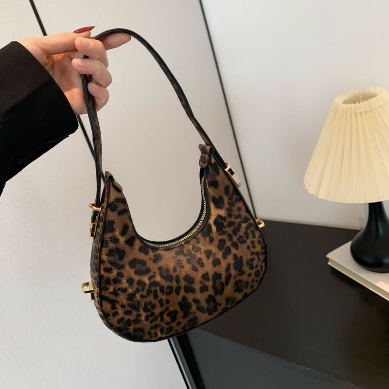 Women Fashion Zebra Printed Leopard Zipper Shoulder Bag