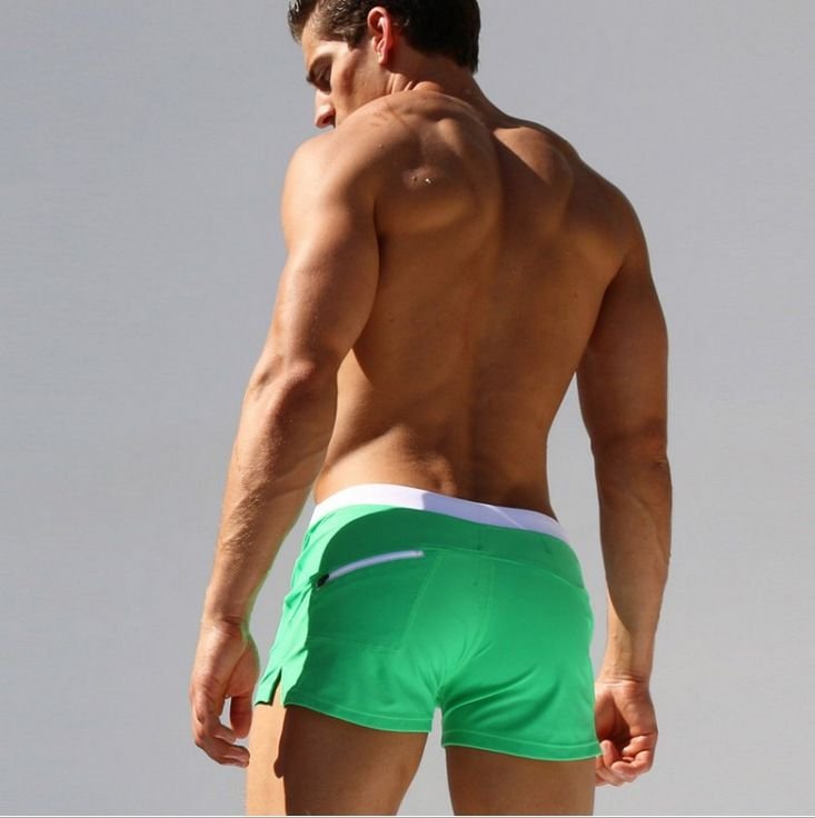 Men Casual Solid Color Breathable Quick-Drying Beach Swimming Shorts