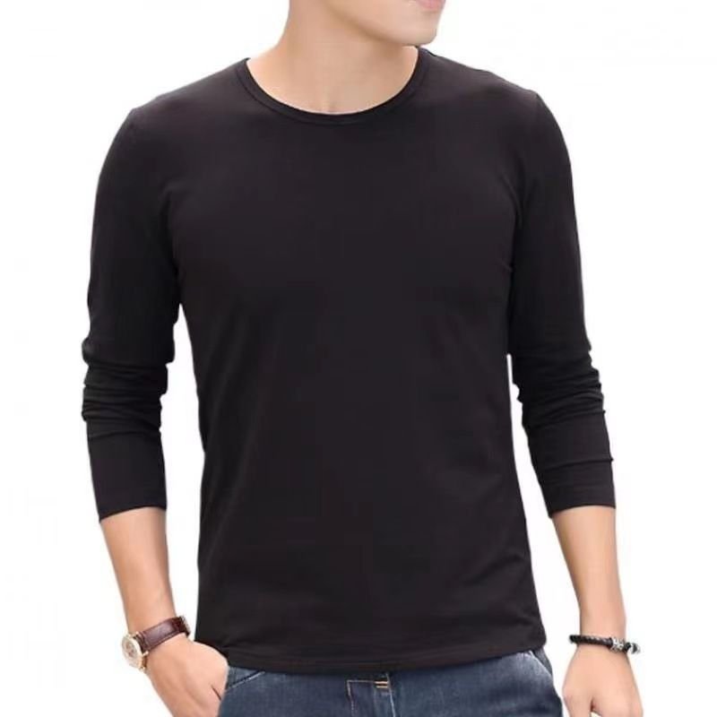 Men Basic Casual Long-Sleeved Round Neck T-Shirt
